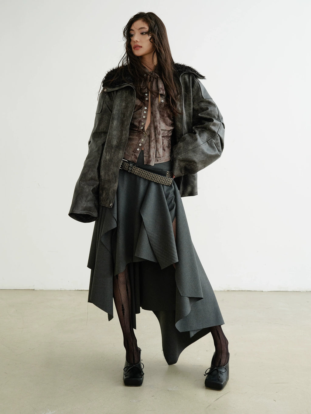 Asymmetrical Layered Midi Skirt