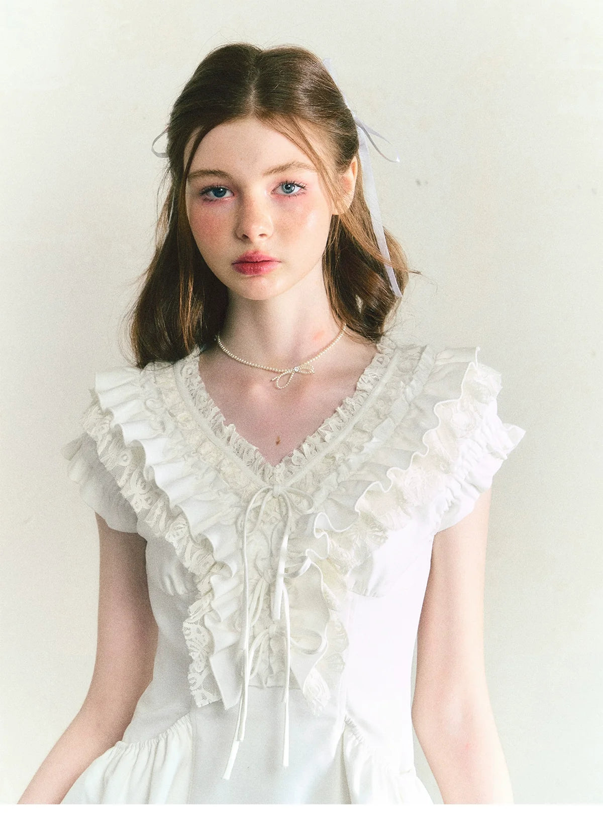 White Ruffle Victorian Cotton Summer Dress