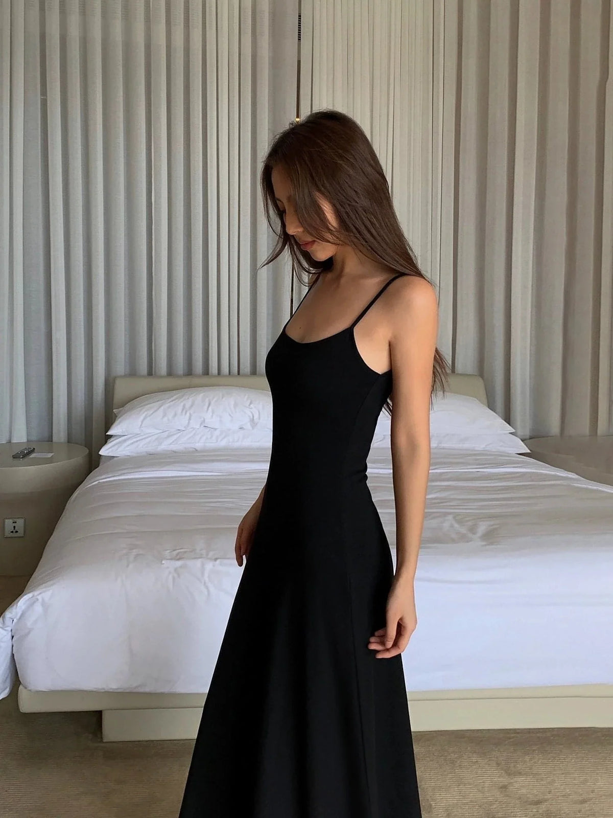 Black Spaghetti-Strap Maxi Dress