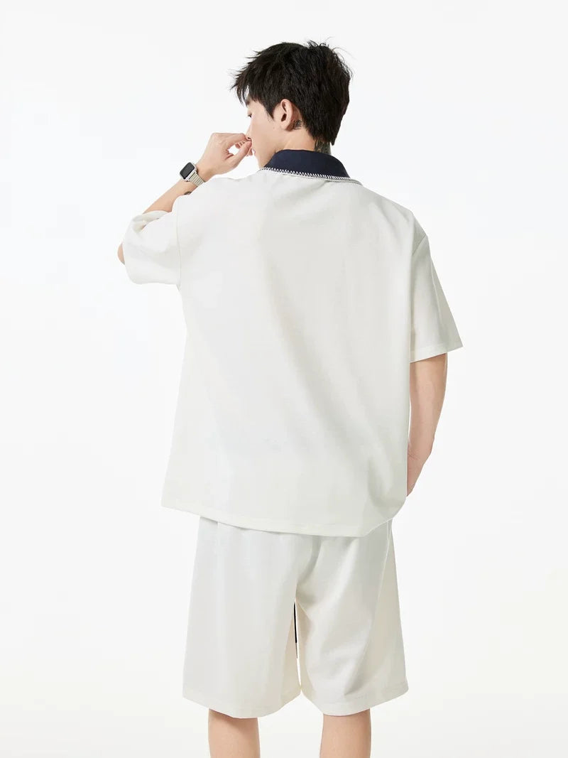 Contrast Collar Quarter-Zip Sweatshirt