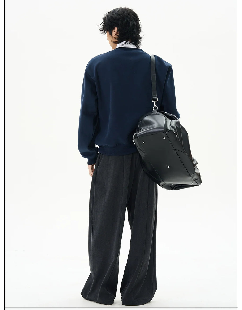 Navy Notch-Neck Sweatshirt