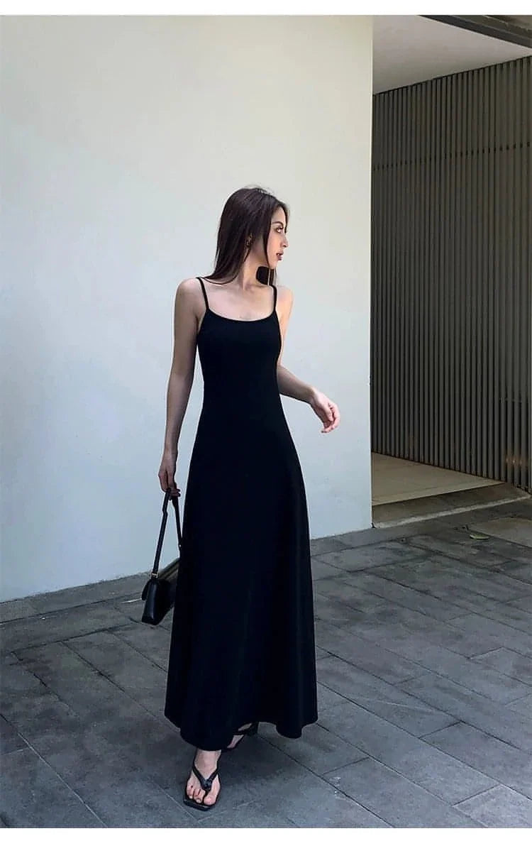 Black Spaghetti-Strap Maxi Dress
