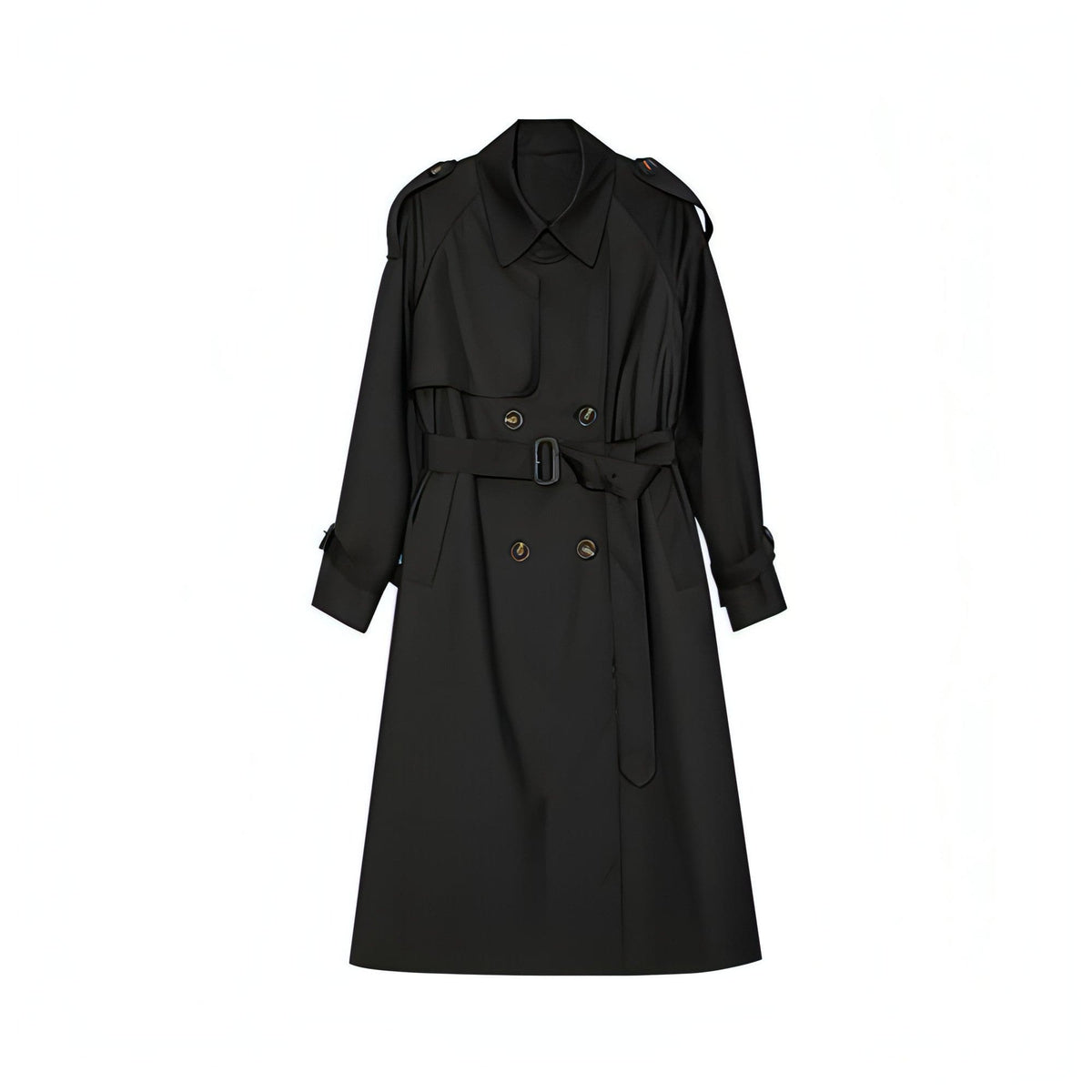 Double-Breasted Loose Mid-Length Melton Trench Coat