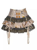 BLOOD SUPPLY Floral Lace Rope-Detail Lolita Mini Skirt