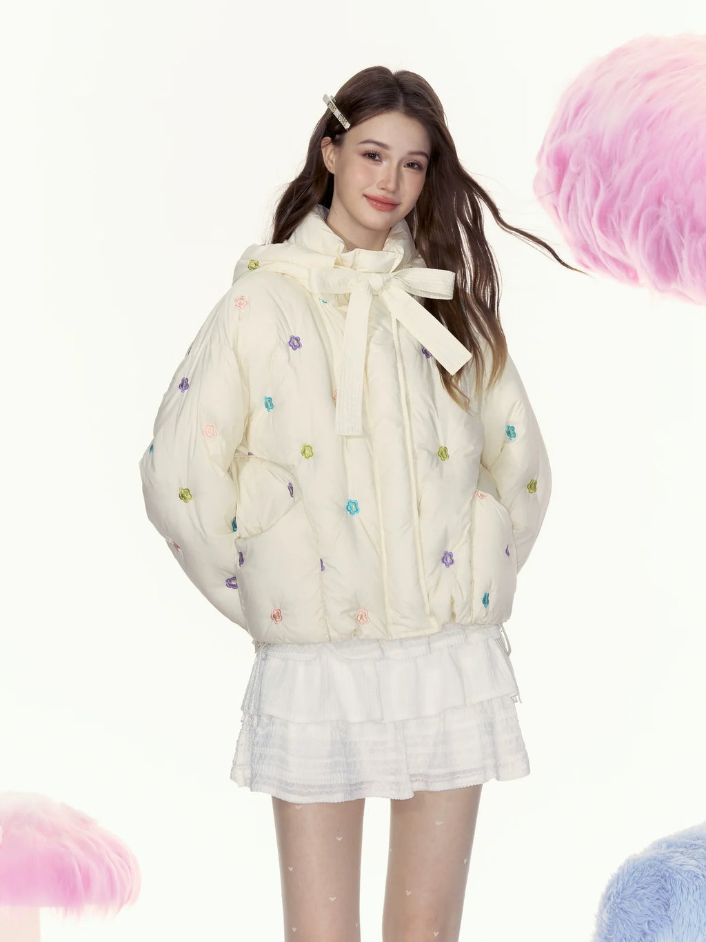 Floral Embroidered Puffer Jacket