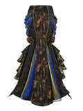 Blue Velvet Victorian Bustle Maxi Skirt