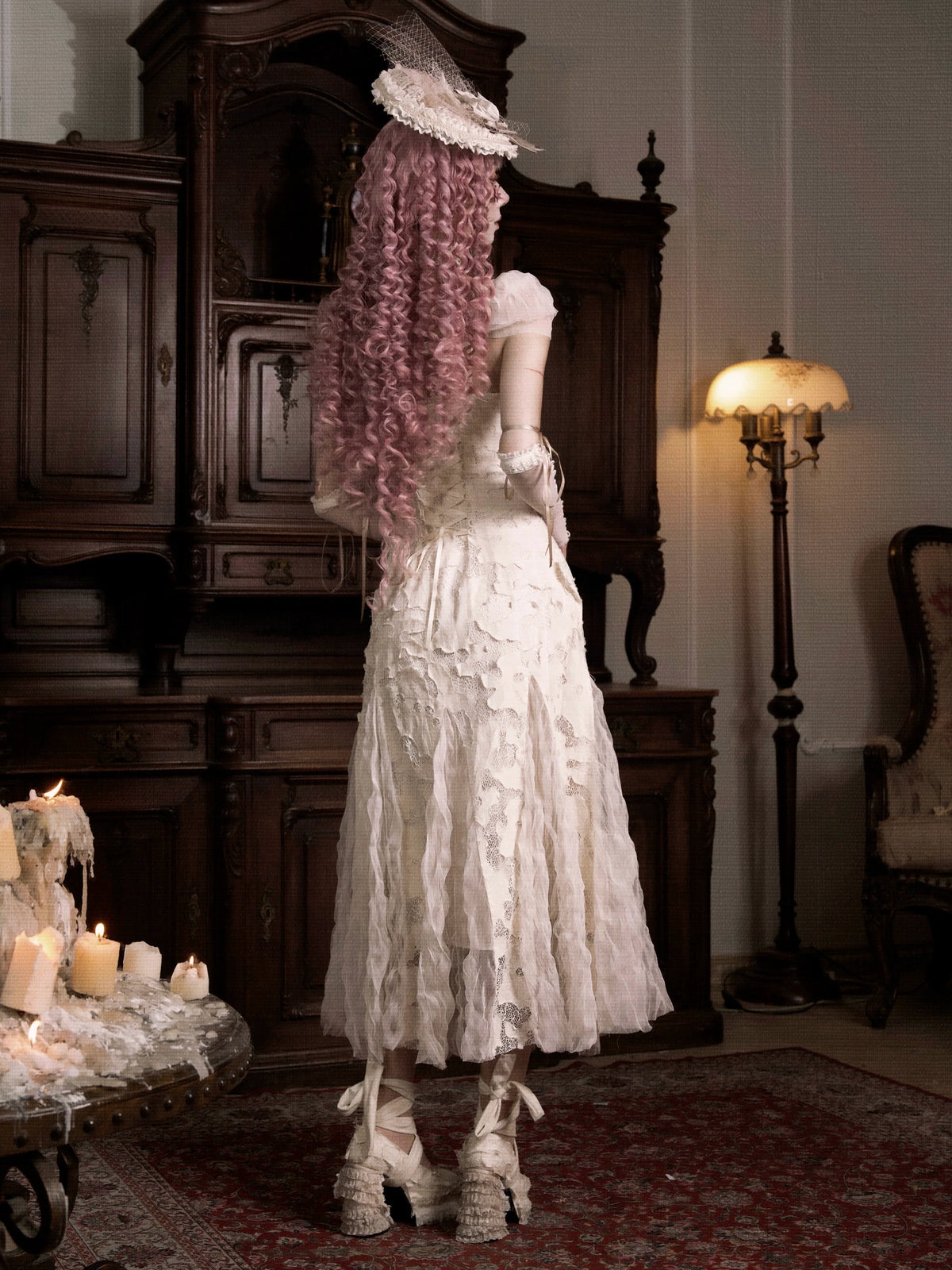 Vintage Lace Heart Cutout Gown
