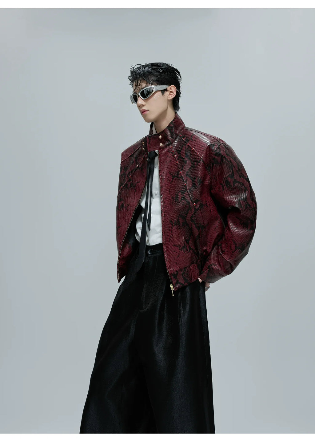 Snake Print Bomber Jacket