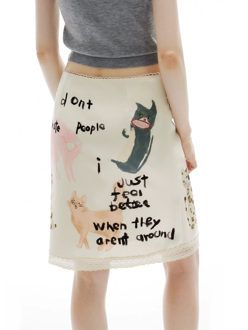 Anti‑Social Kitties Scribble Pencil Skirt