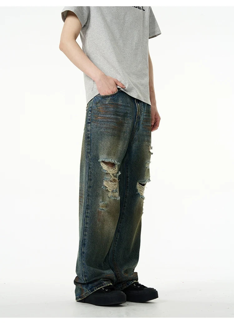 Distressed Baggy Ripped Denim Jeans