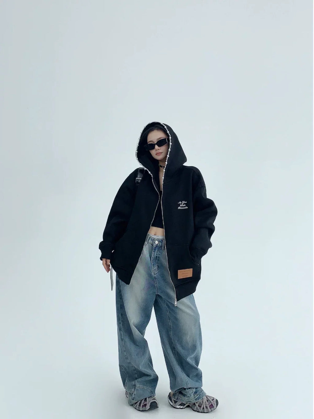 Pearl Trim Cloud Zip Hoodie