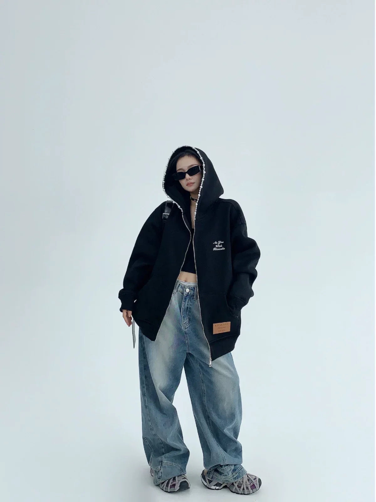 Pearl Trim Cloud Zip Hoodie