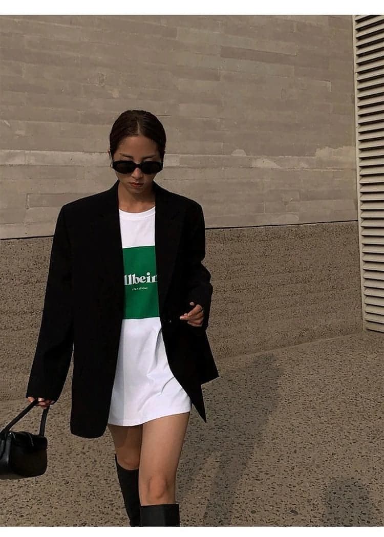 Neva Hu Black Oversized Korean-Style Blazer