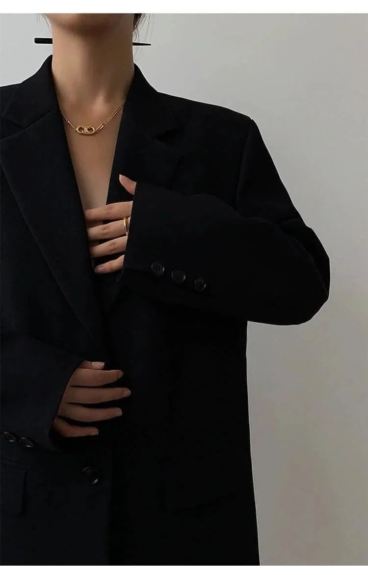 Neva Hu Black Oversized Korean-Style Blazer