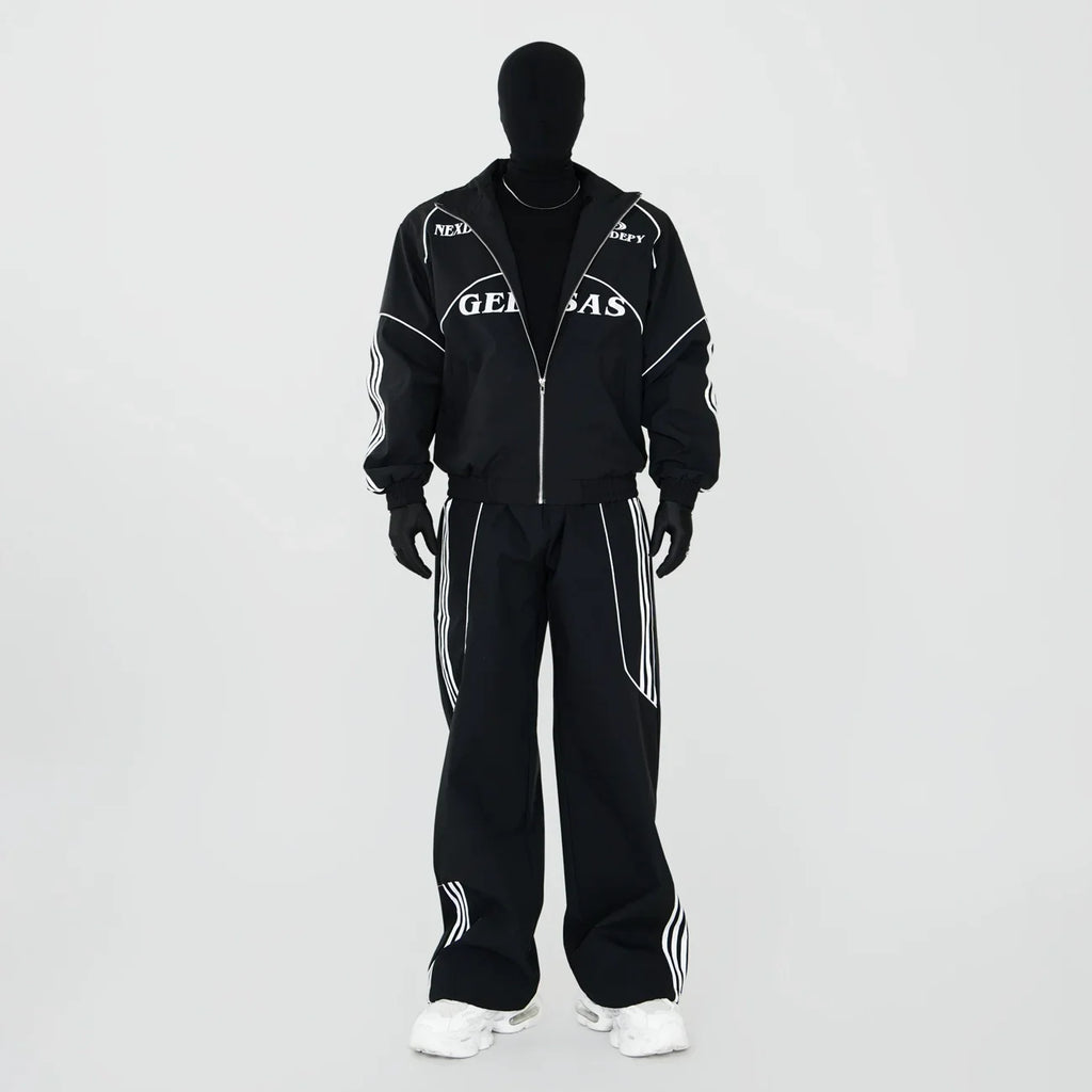 Noir Graphic Piping Moto Jacket and Pants Setup