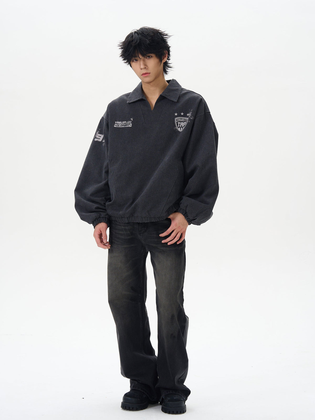 Men's Light Blue Vintage Varsity Pullover