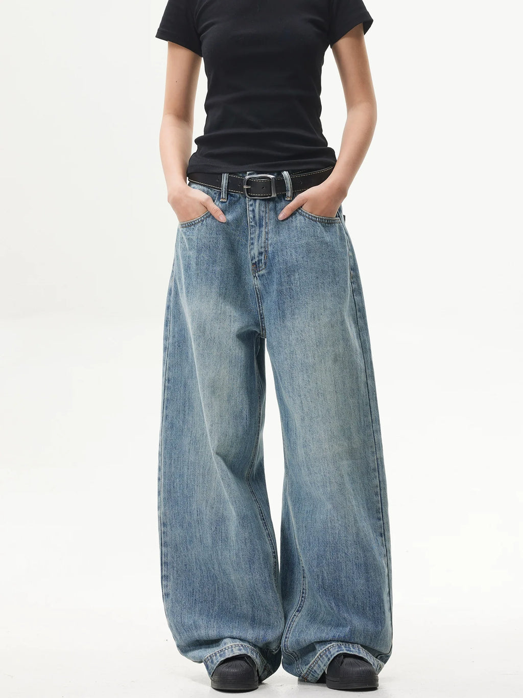 Retro Blue Ultra-Wide Baggy Jeans