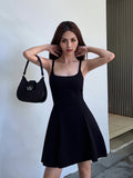 Black Square-Neck A-Line Dress