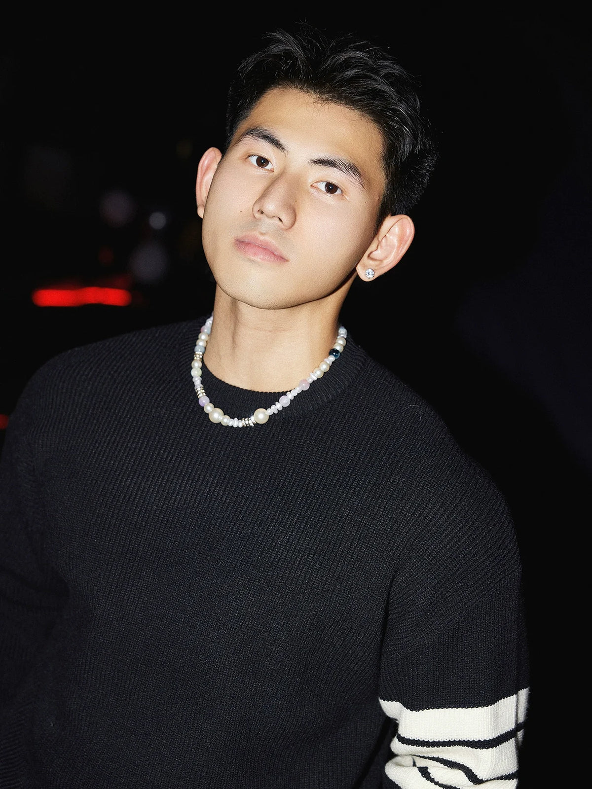 Crewneck Striped Sleeve Sweater