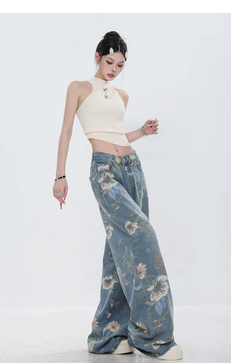 Blooming Botanica Floral Wide-Leg Jeans