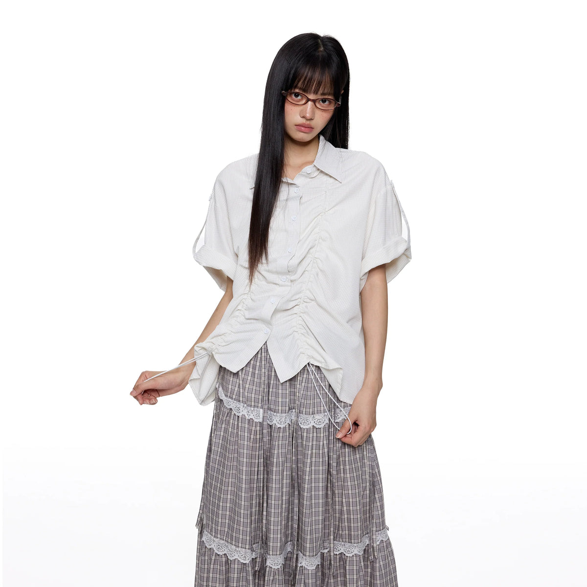 Ruffled Striped Oversized Shirt
