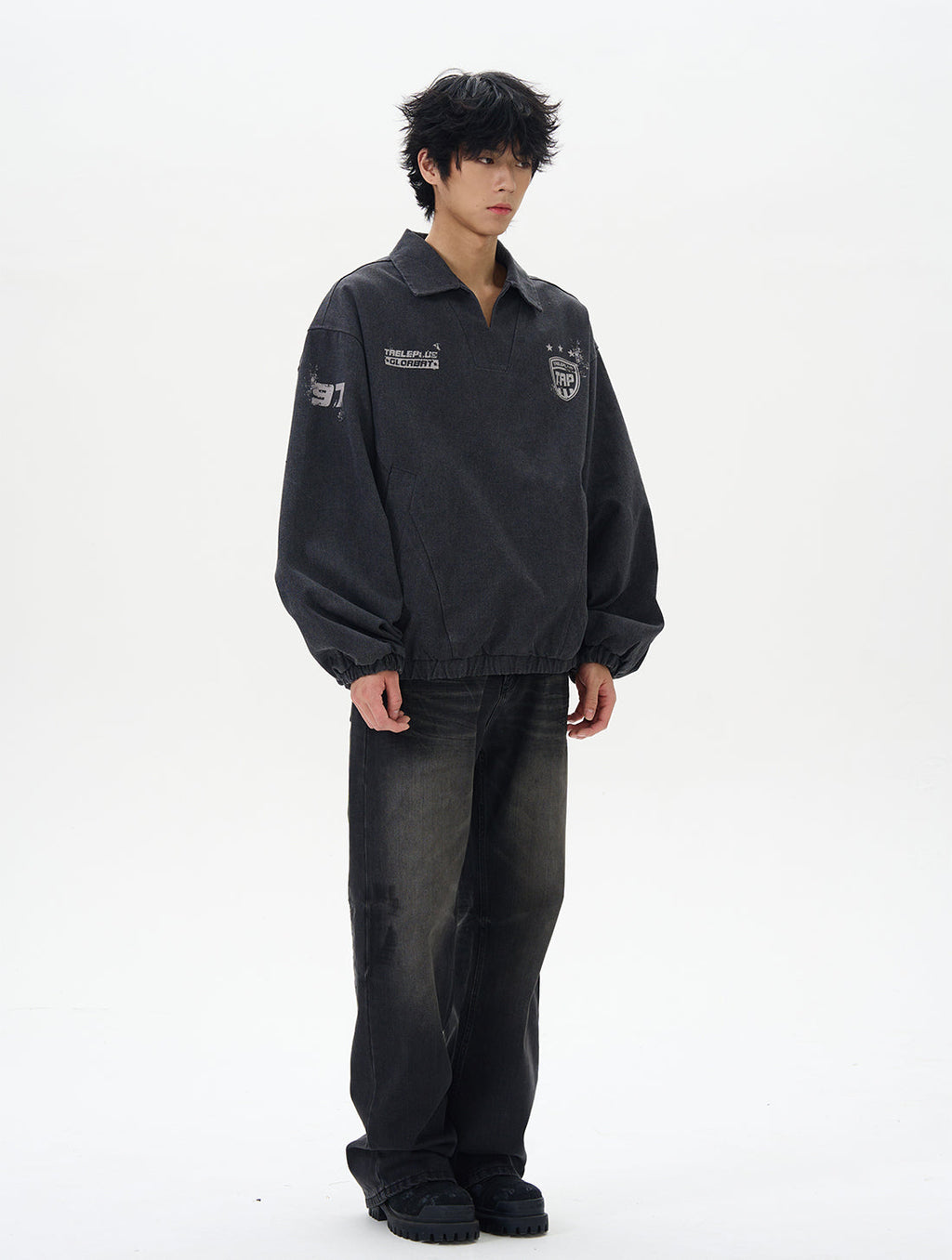 Men's Light Blue Vintage Varsity Pullover