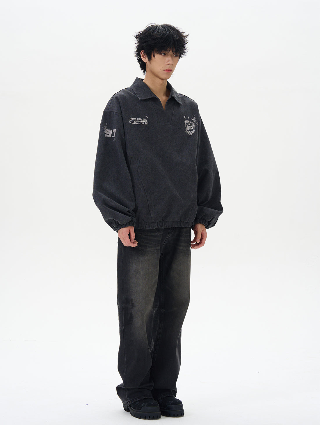 Men's Light Blue Vintage Varsity Pullover