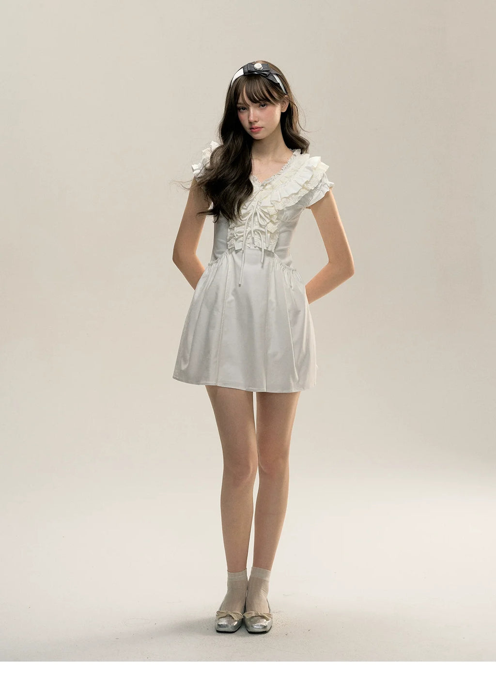 White Ruffle Victorian Cotton Summer Dress