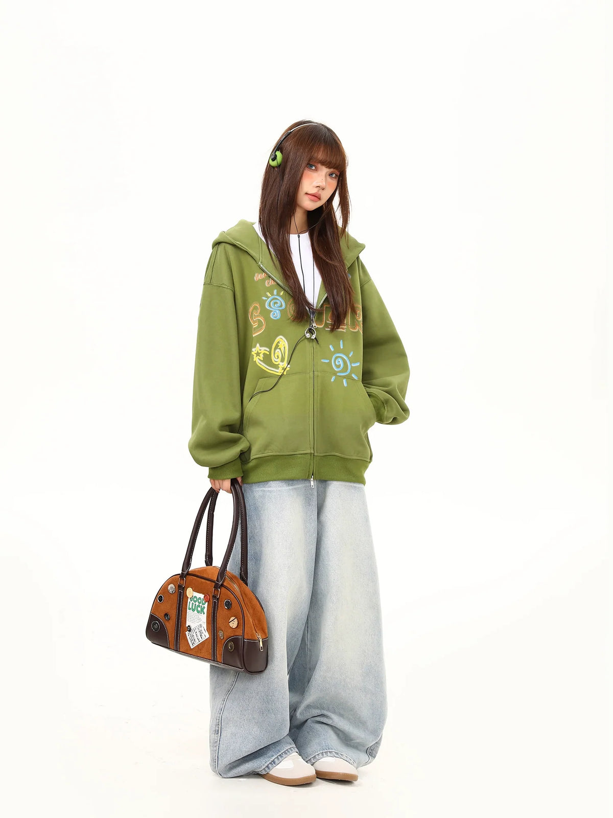 Solar Doodle Washed Zip-Up Hoodie