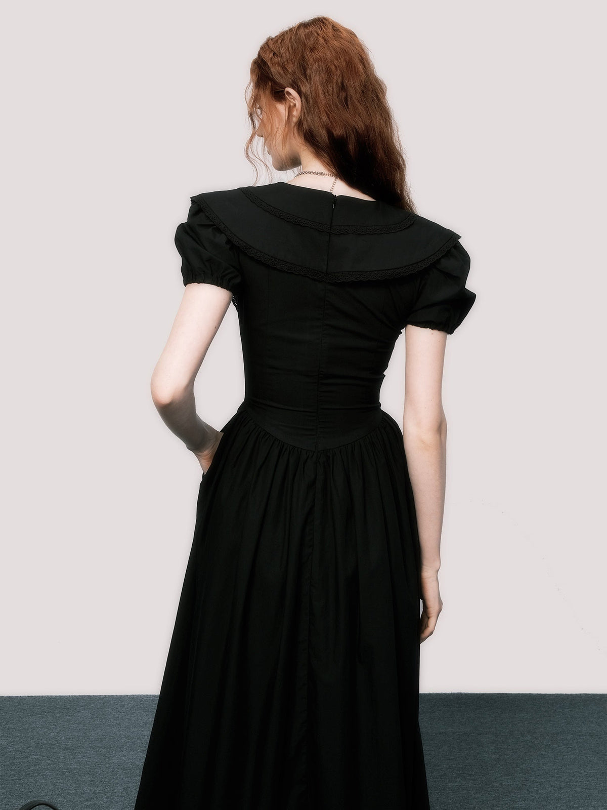 Elegant V-Neck Puff Sleeve Little Black Dress
