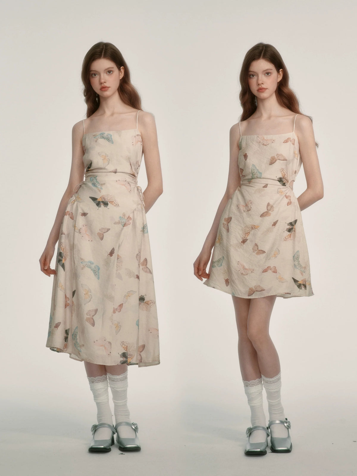 Butterfly Print Spaghetti Strap Dress