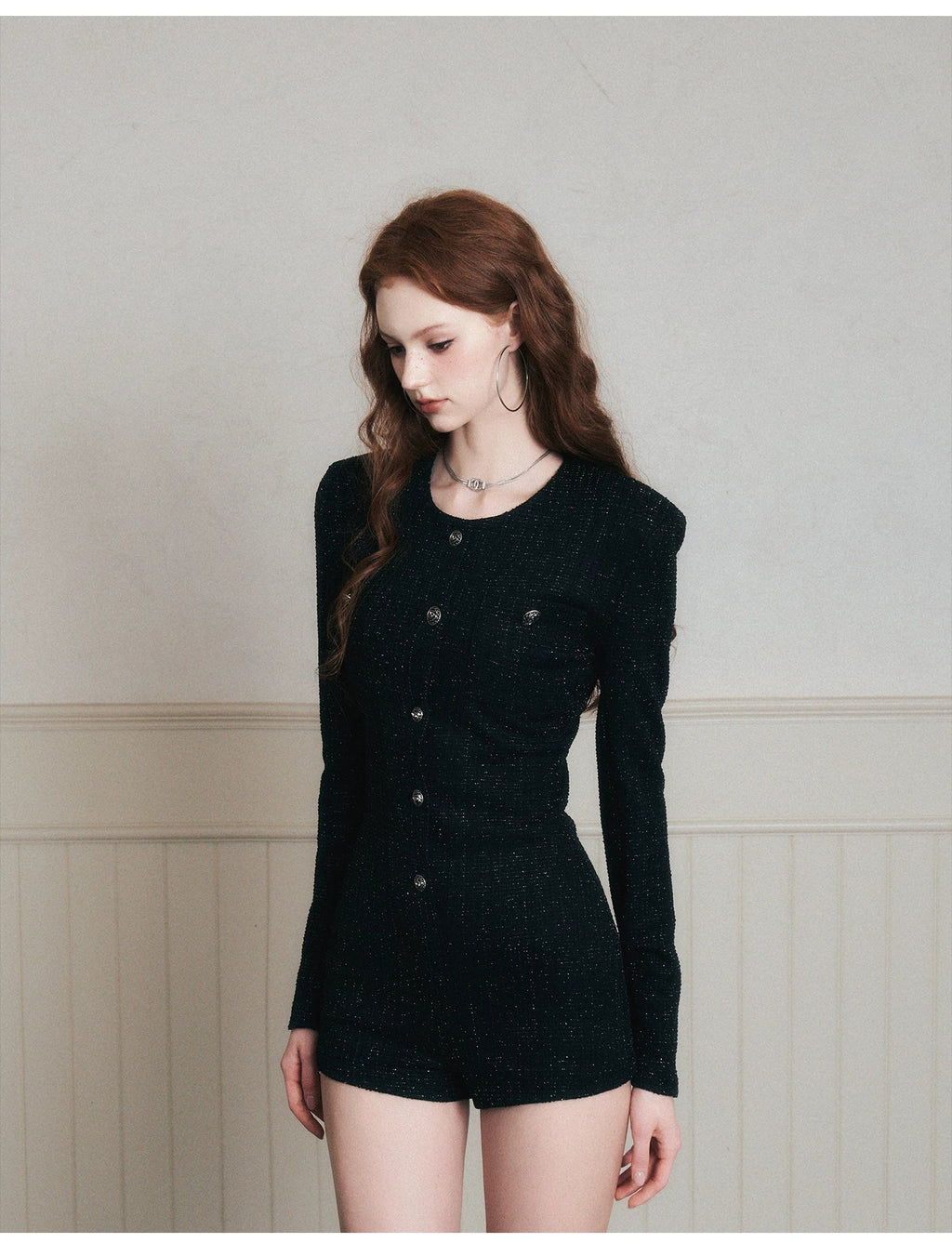 Fitted Tweed Jumpsuit