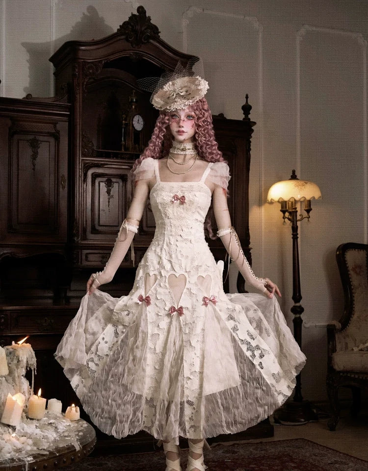 Vintage Lace Heart Cutout Gown