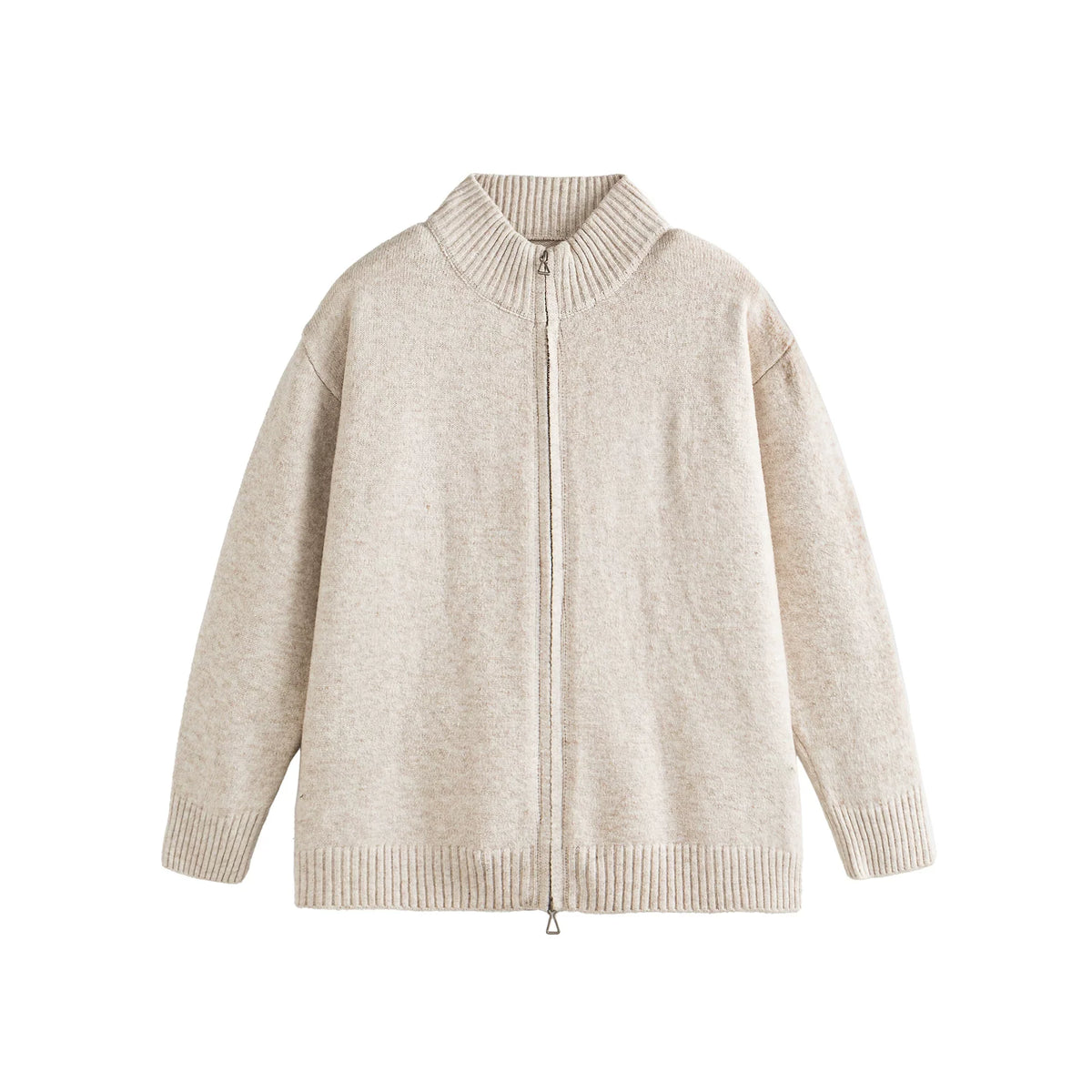 Mélange Zip Knit Cardigan