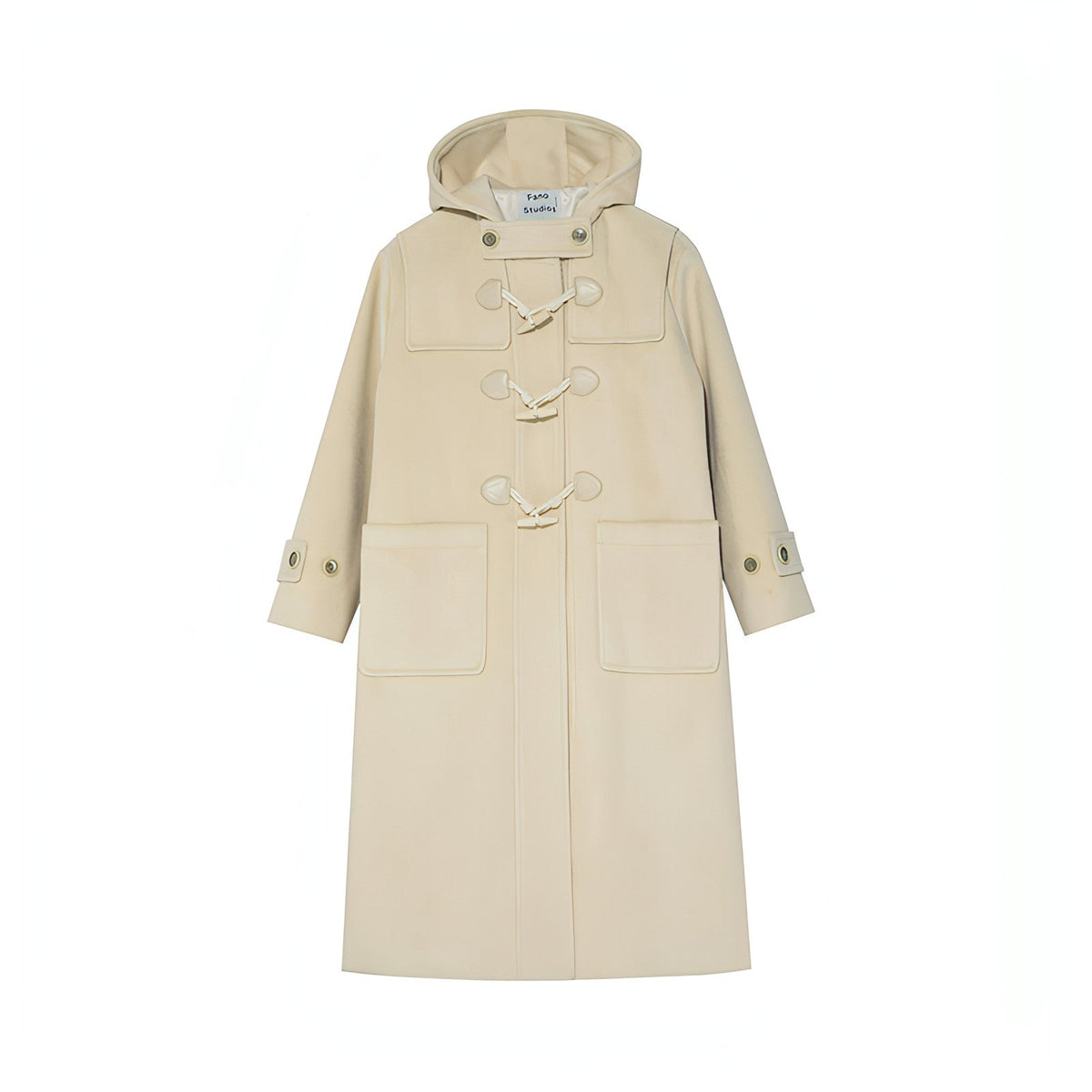 Winter Thicken College Style Hooded Mid-Length Melton Wool Coat