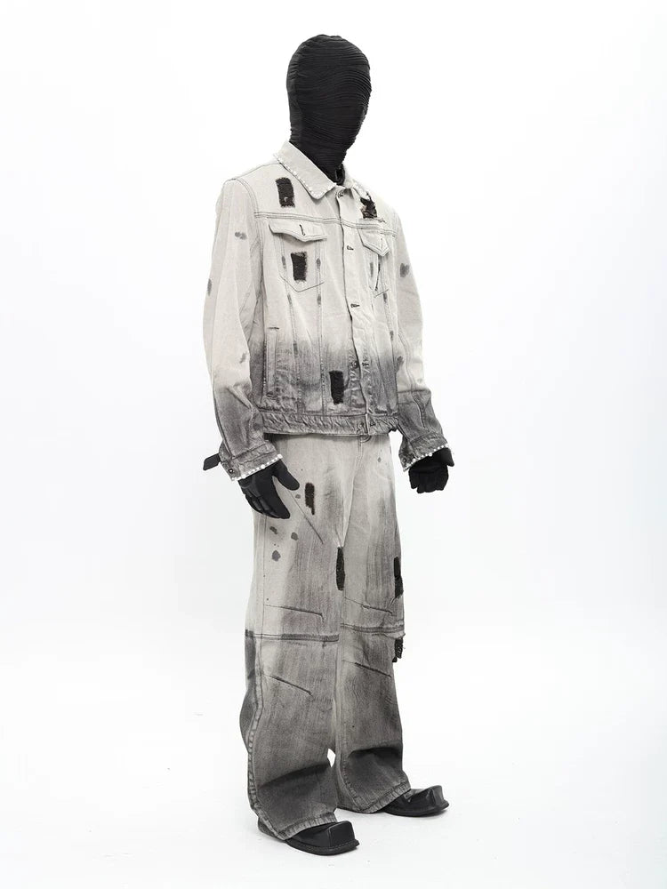 Ashfall Relic Pearl-Distressed Denim Jacket