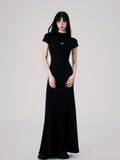 Butterfly Emblem Fitted Maxi Dress - Women'S Elegant Evening Gown