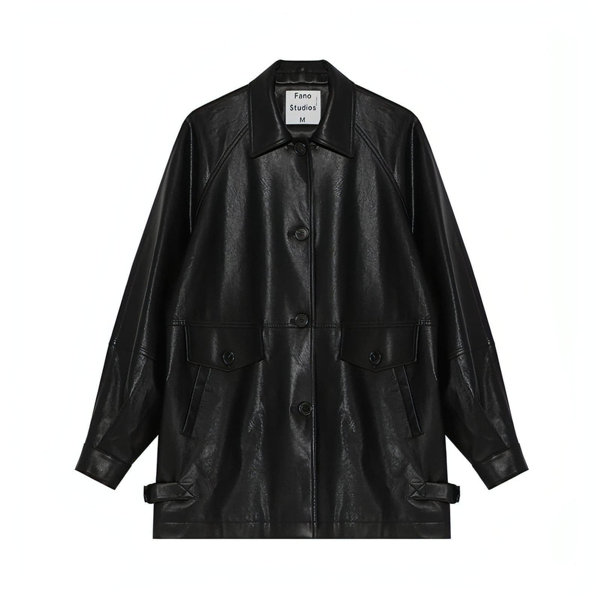 Black Retro-Style Eco-Friendly Pu Leather Moto Jacket