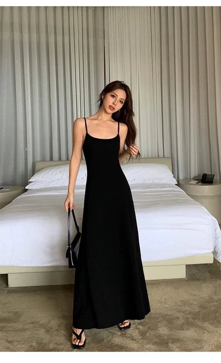 Black Spaghetti-Strap Maxi Dress