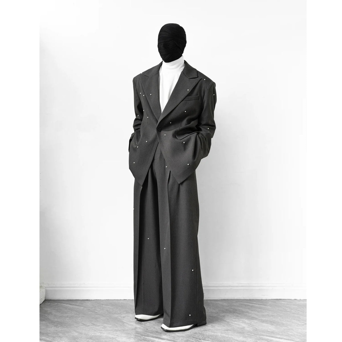 Embellished Charcoal Oversized Suit and Pants