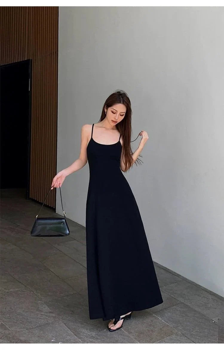 Black Spaghetti-Strap Maxi Dress