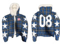 Celestial 08 Blue Plaid Star Puffer Jacket