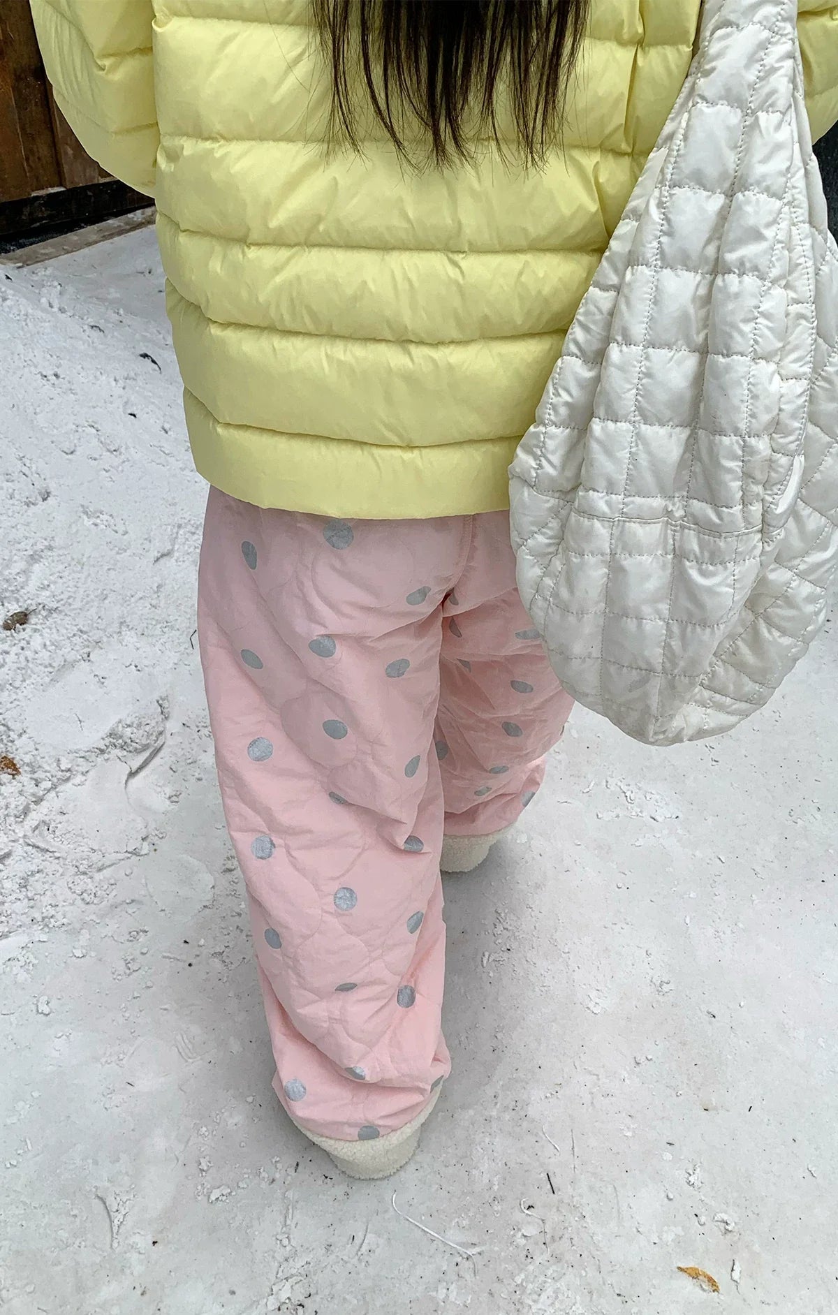 Frosty Polka Puff Fleece Cuff Pants