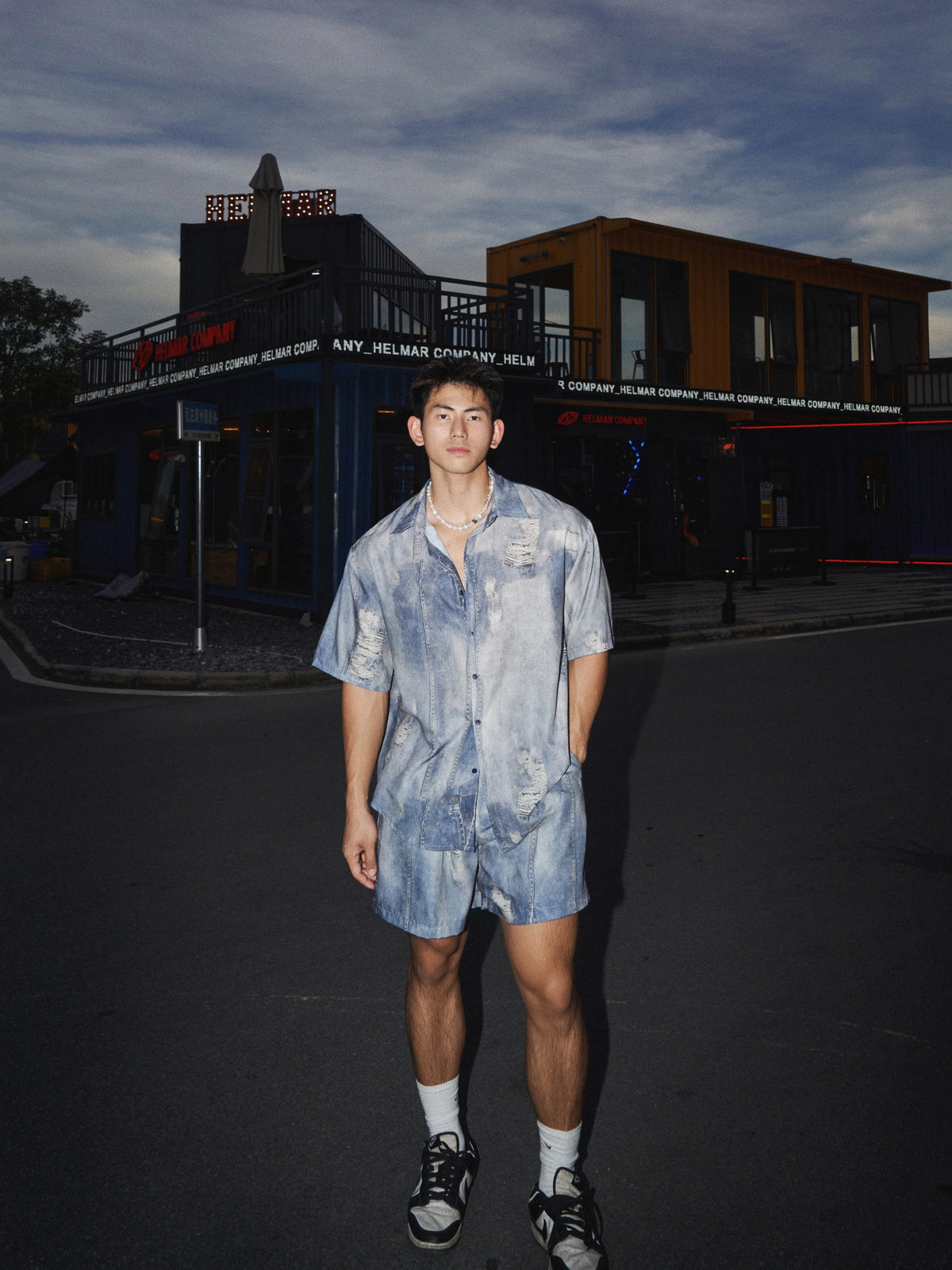 Distressed Denim Button Down Shirt