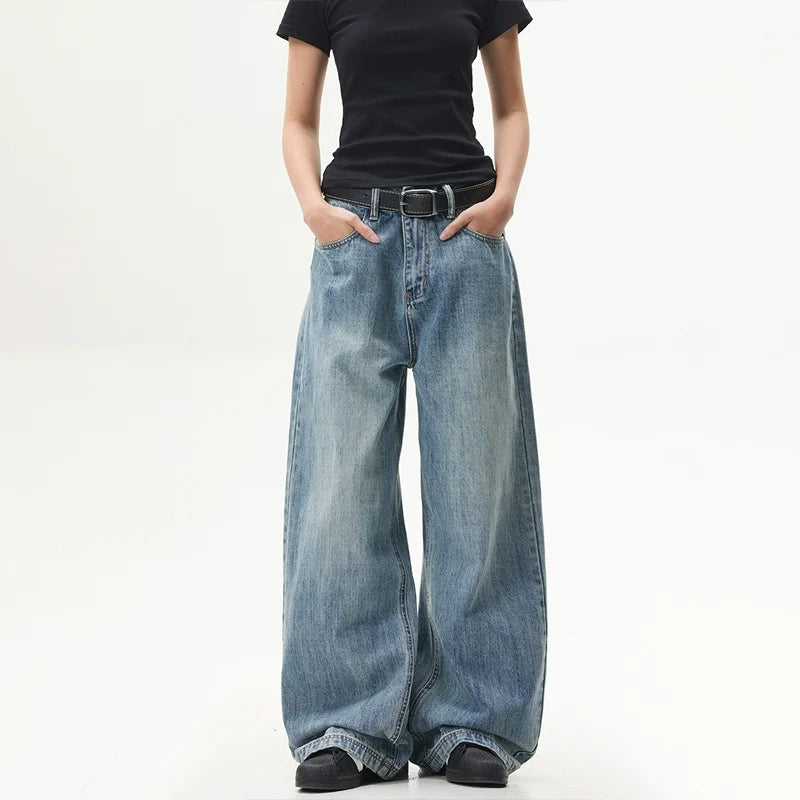 Retro Blue Ultra-Wide Baggy Jeans