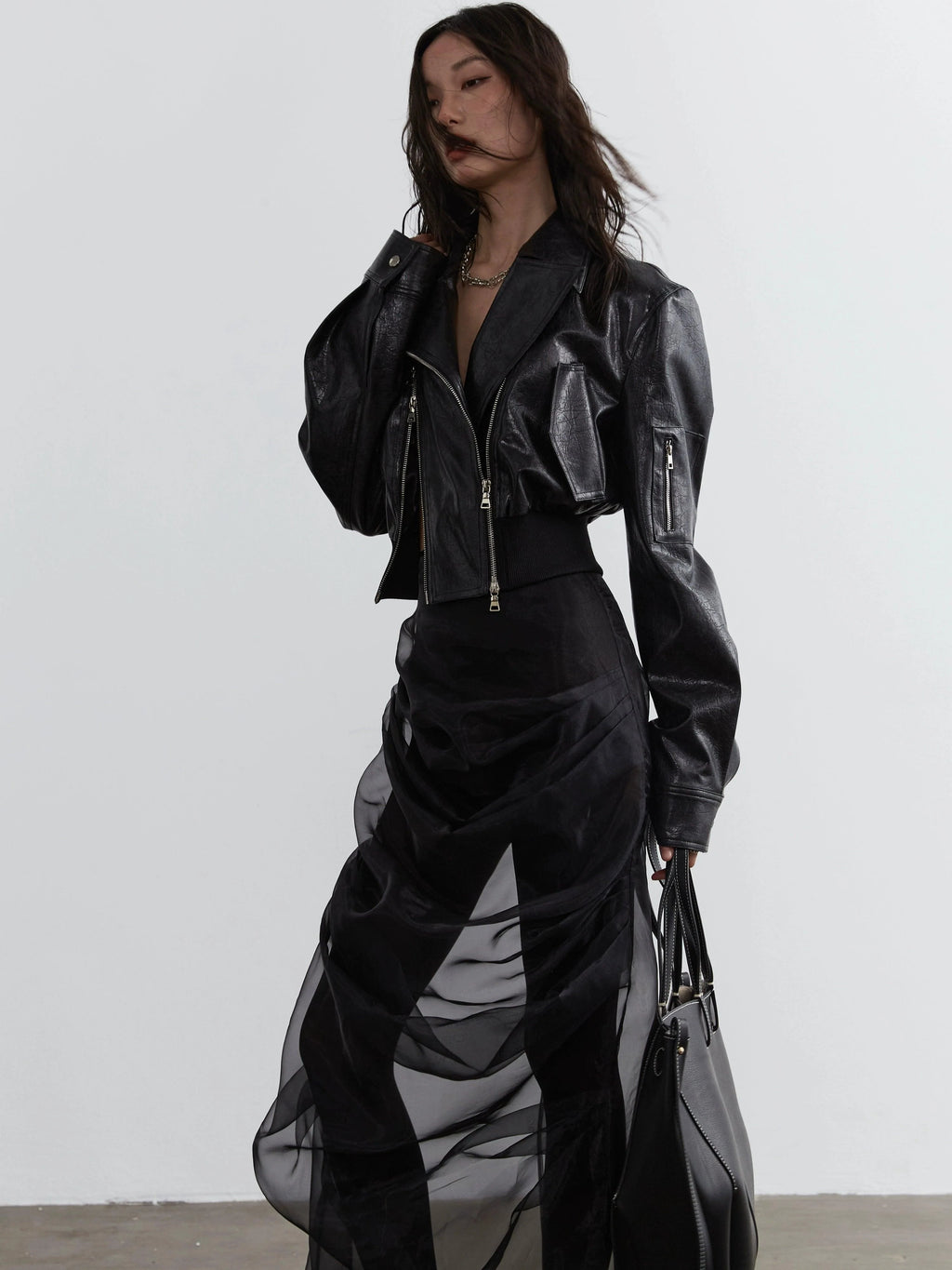 Elegant Two-Piece Maxi Skirt Set - Women'S Black Sheer Overlay Dress With Solid Underskirt