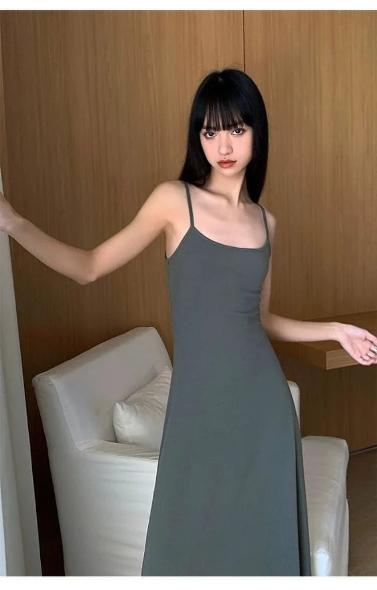 Black Spaghetti-Strap Maxi Dress