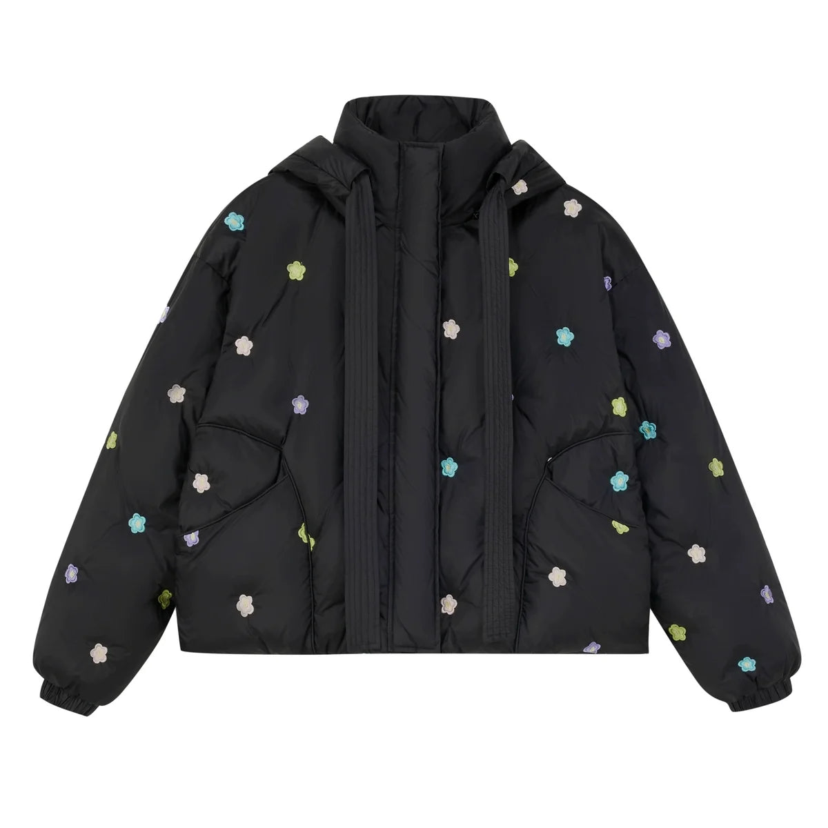 Floral Embroidered Puffer Jacket