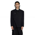 Asymmetrical Black Blazer with Safety Pin Detail