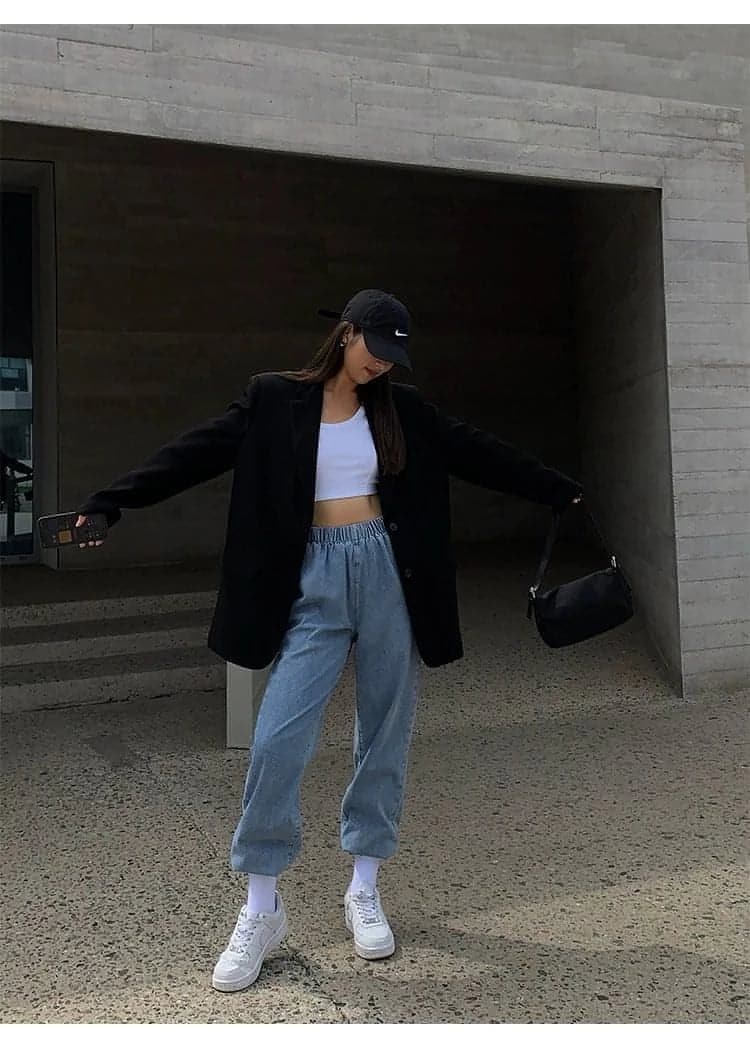 Neva Hu Black Oversized Korean-Style Blazer